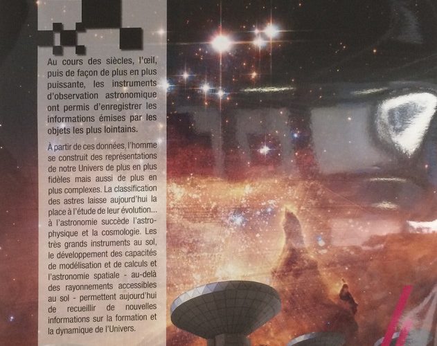 panneau de l'exposition Explorer l'univers