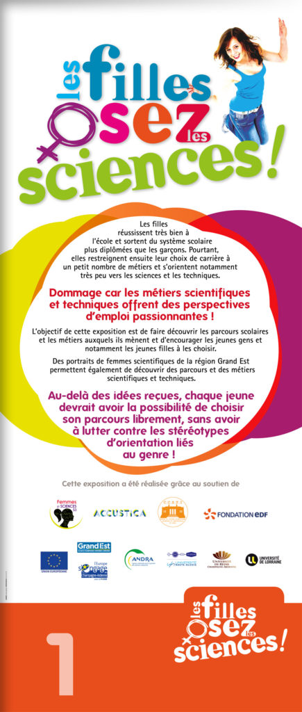 panneau 1 de l'exposition Les filles osez les sciences